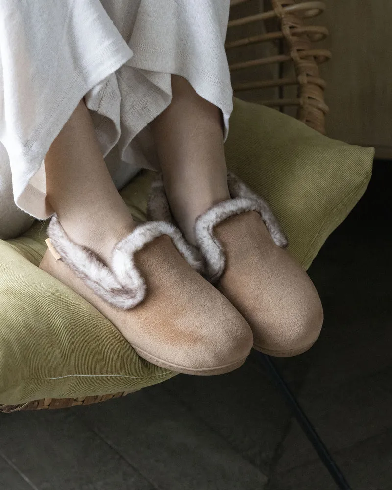 Chaussons charentaises Femme Taupe fourrure