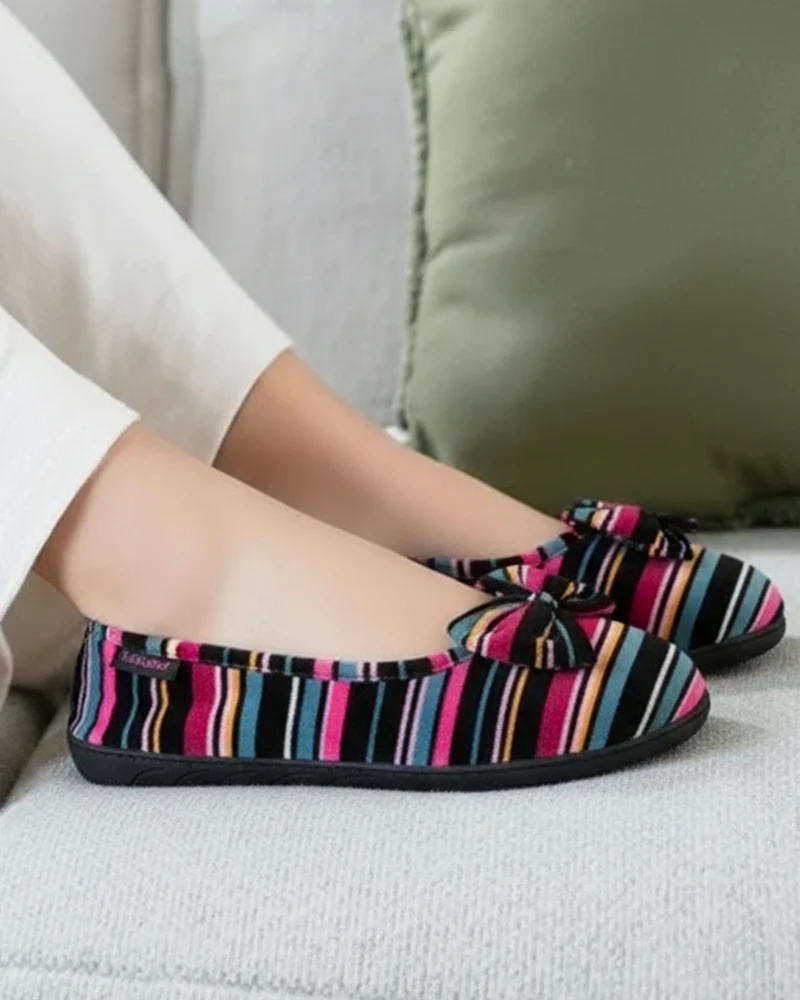 Chaussons ballerines Femme Rayures Roses