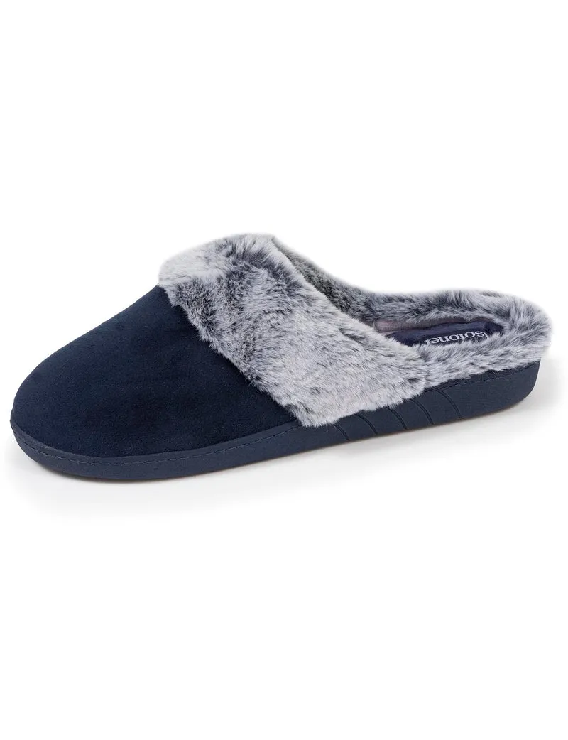 Chaussons mules Femme Bord fourré Marine