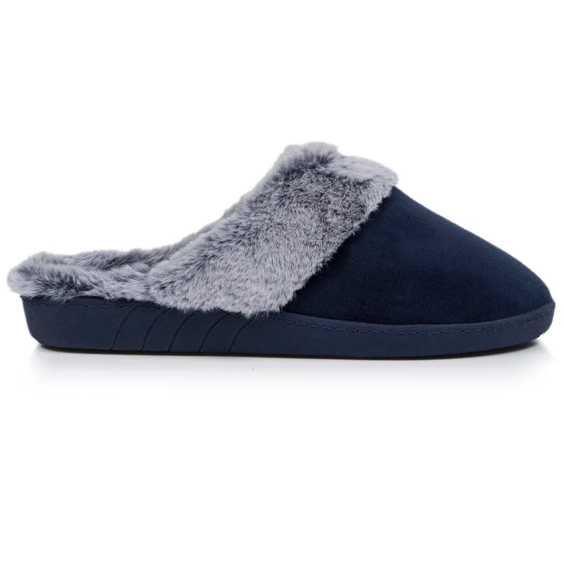 Chaussons mules Femme Bord fourré Marine
