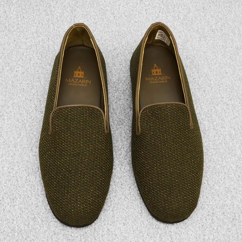 Chaussons Vert & Doré - Laine & Coton