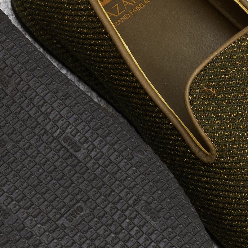 Chaussons Vert & Doré - Laine & Coton