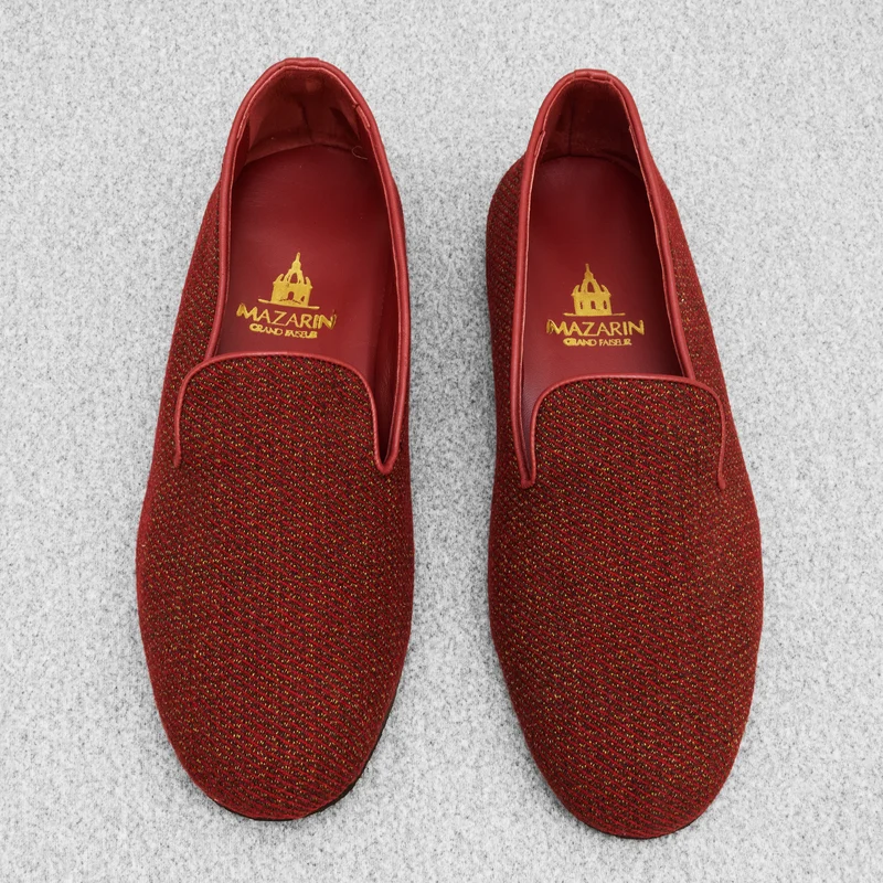 Chaussons Rouge & Doré - Laine & Coton