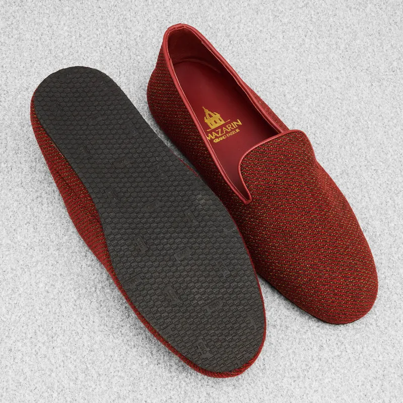 Chaussons Rouge & Doré - Laine & Coton