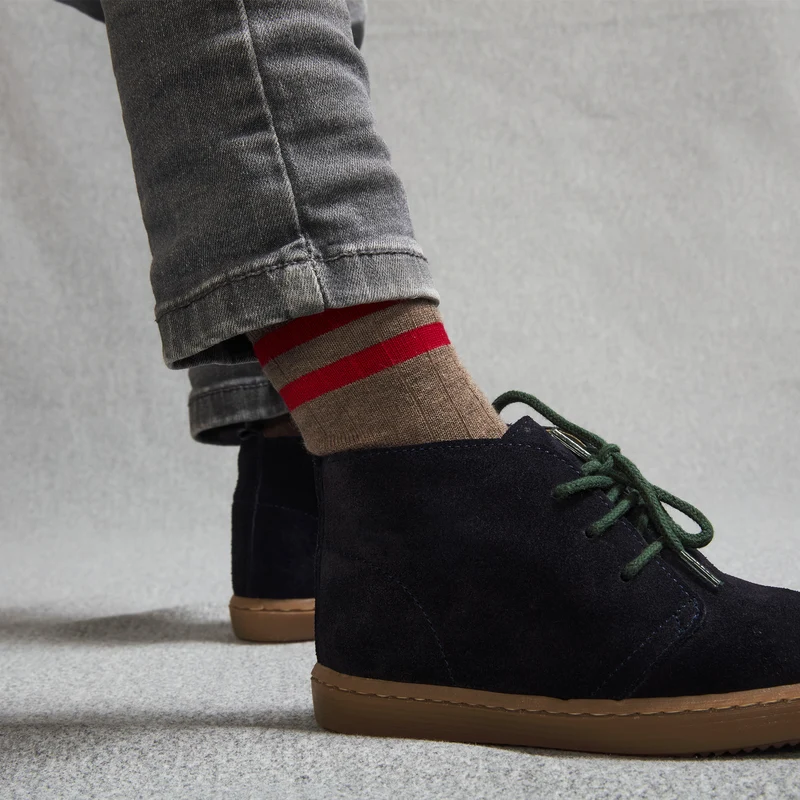 Chaussettes | Taupe & Rouge - Coton