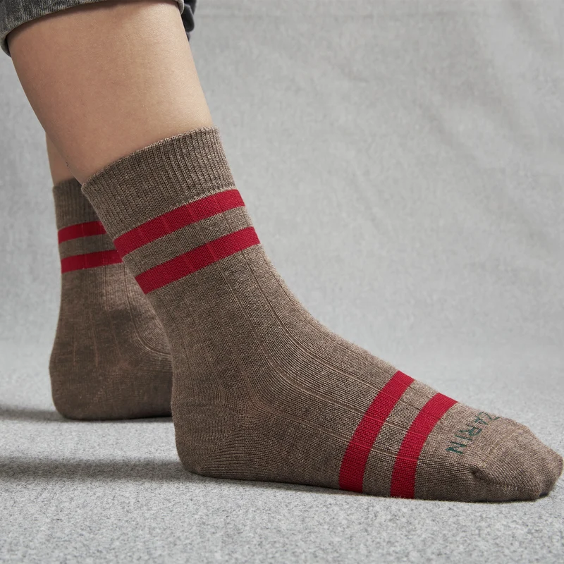 Chaussettes | Taupe & Rouge - Coton