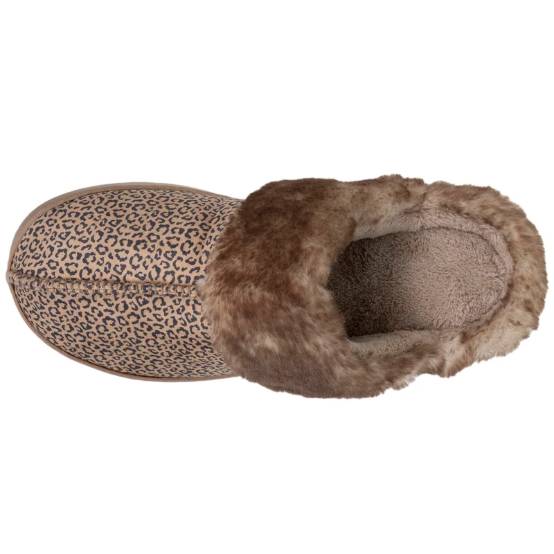 Chaussons mules Femme Léopard Beige