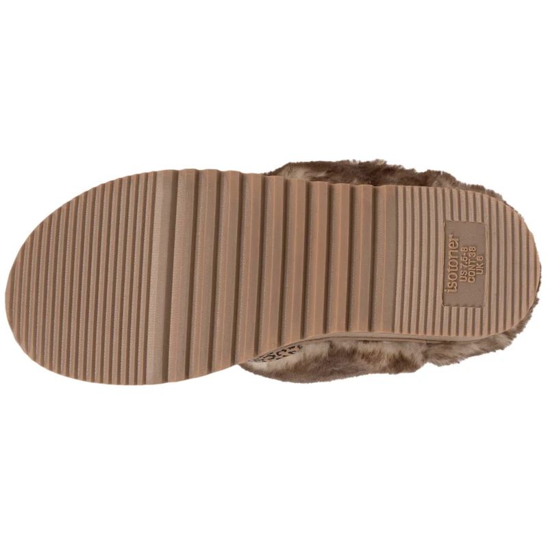 Chaussons mules Femme Léopard Beige