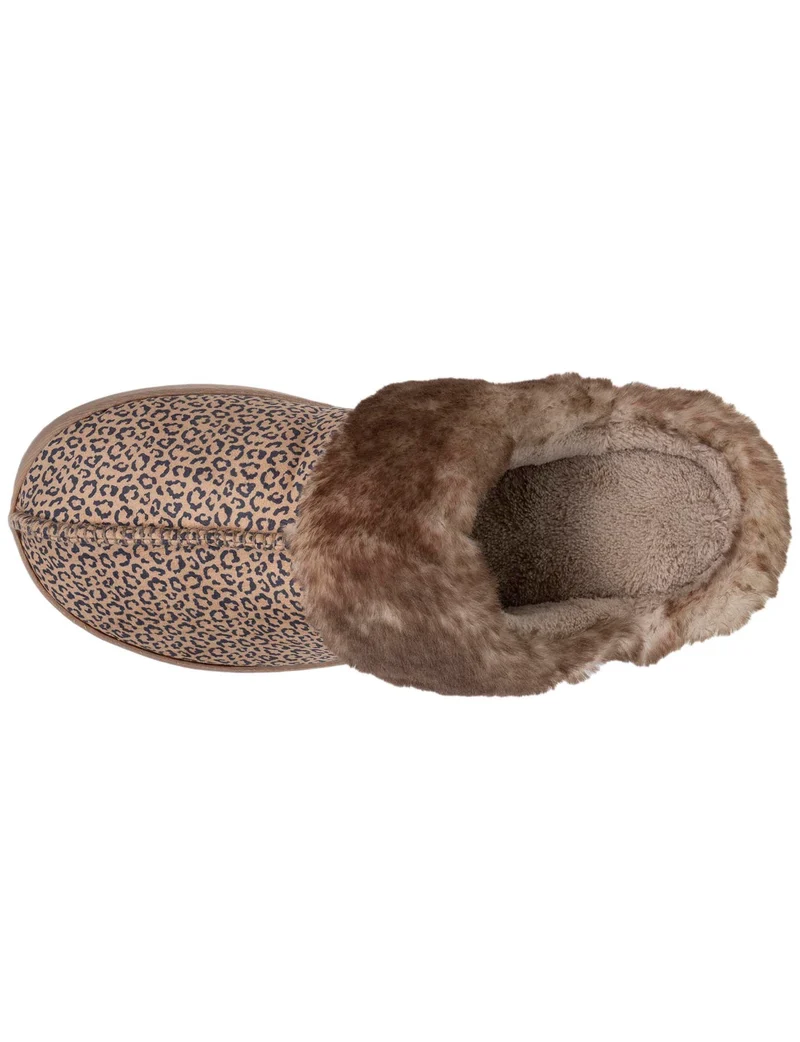 Chaussons mules Femme Léopard Beige
