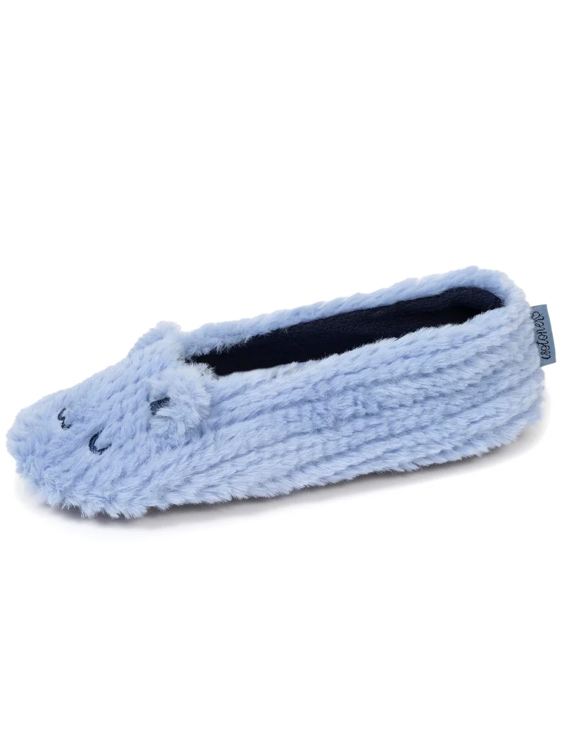 Chaussons ballerines Femme Chat Bleu