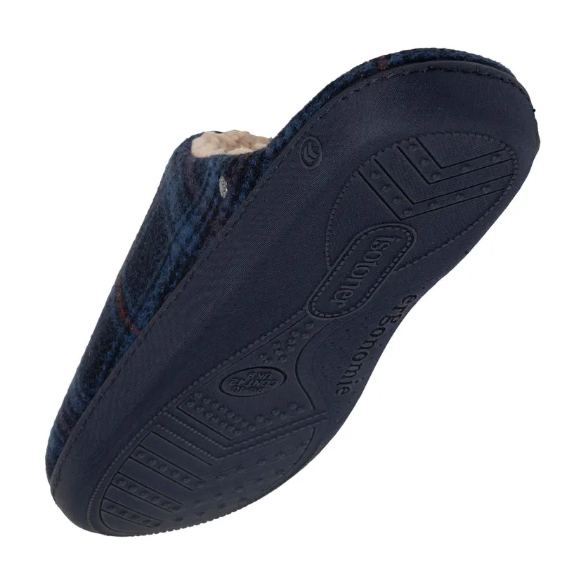 Chaussons mules Homme Tartan bleus