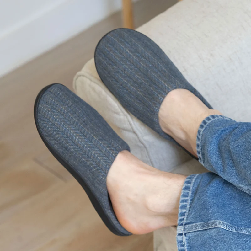 Chaussons mules Homme Chevrons bleus