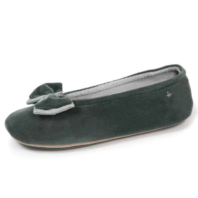Chaussons ballerines Femme Double nœud Sauge