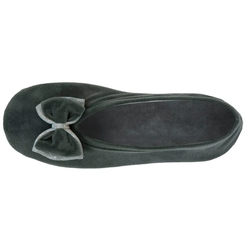 Chaussons ballerines Femme Double nœud Sauge