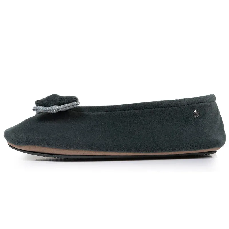 Chaussons ballerines Femme Double nœud Sauge