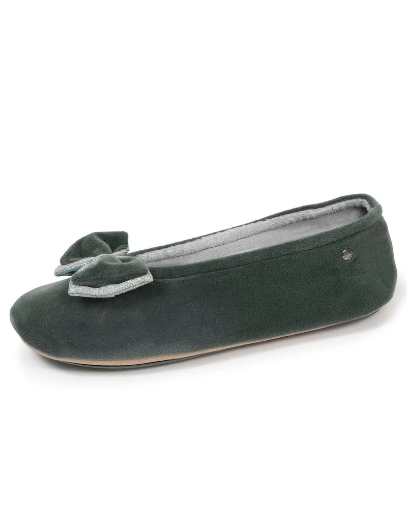 Chaussons ballerines Femme Double nœud Sauge