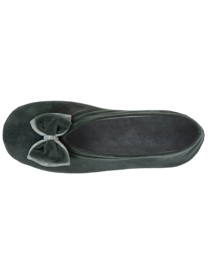 Chaussons ballerines Femme Double nœud Sauge
