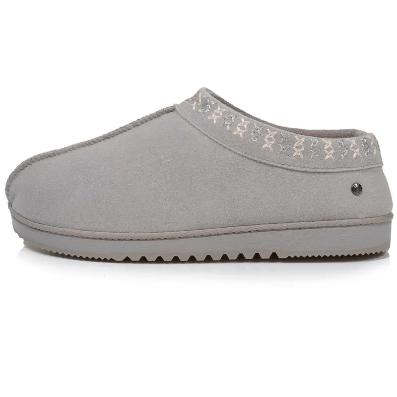 Chaussons botillons bas Femme cuir Gris