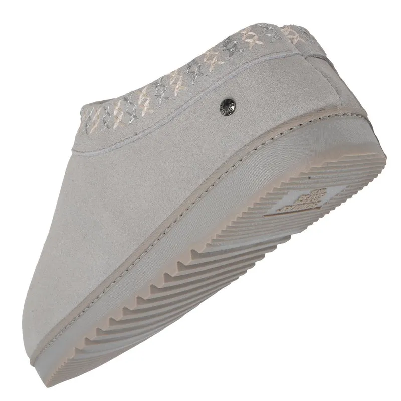 Chaussons botillons bas Femme cuir Gris