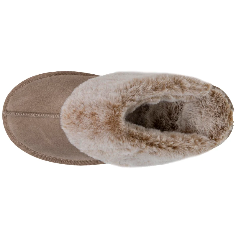 Chaussons mules fourrées Femme Beige