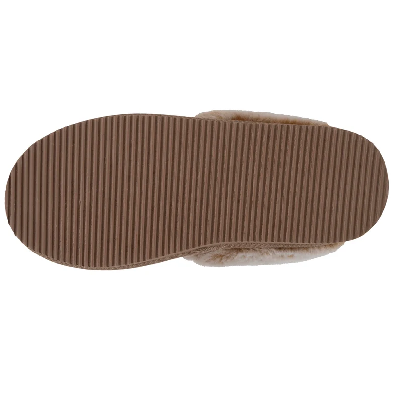 Chaussons mules fourrées Femme Beige