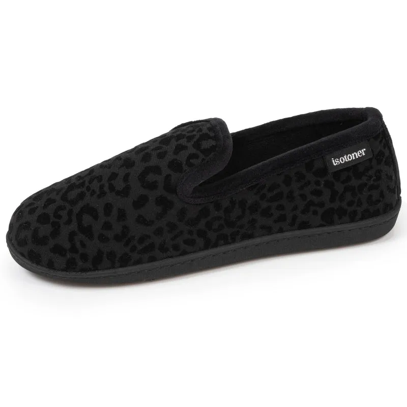 Chaussons charentaises Femme Noir Léopard