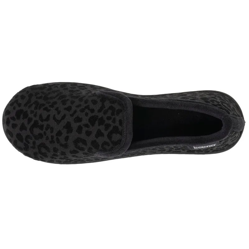 Chaussons charentaises Femme Noir Léopard