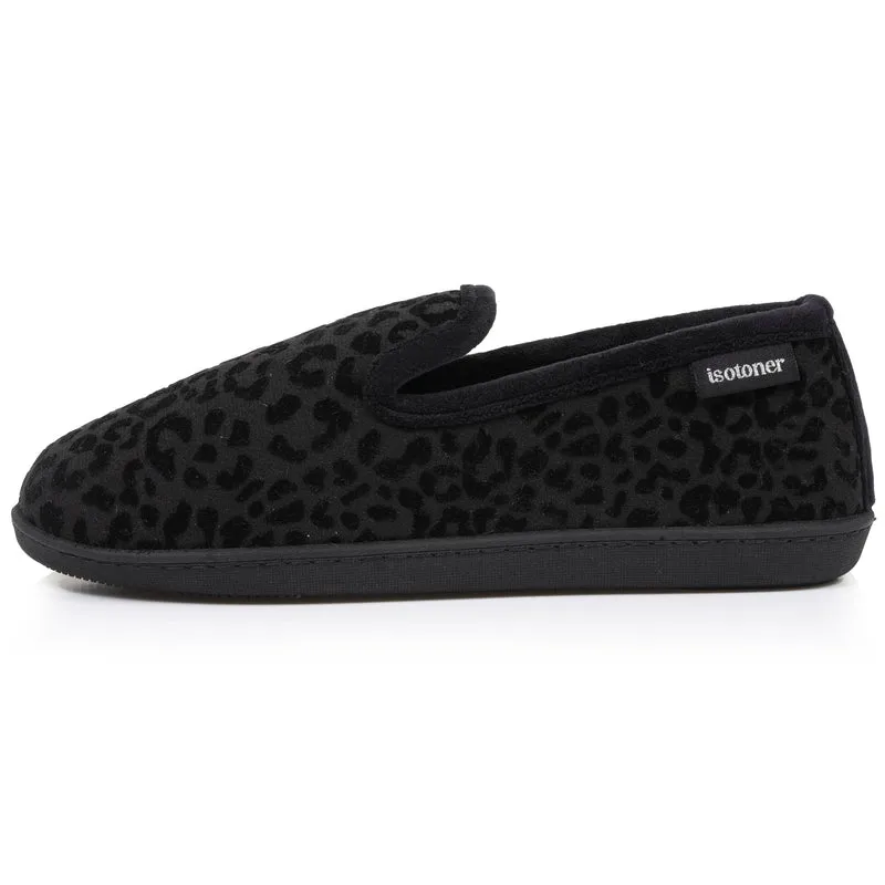 Chaussons charentaises Femme Noir Léopard