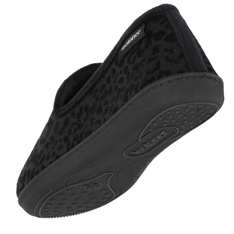Chaussons charentaises Femme Noir Léopard