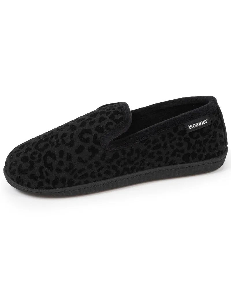 Chaussons charentaises Femme Noir Léopard
