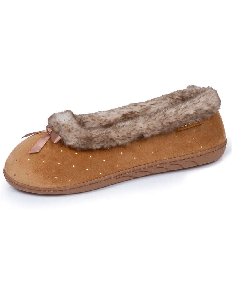 Chaussons ballerines Femme Camel Brillants