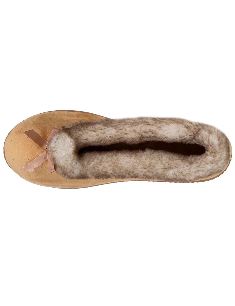 Chaussons ballerines Femme Camel Brillants