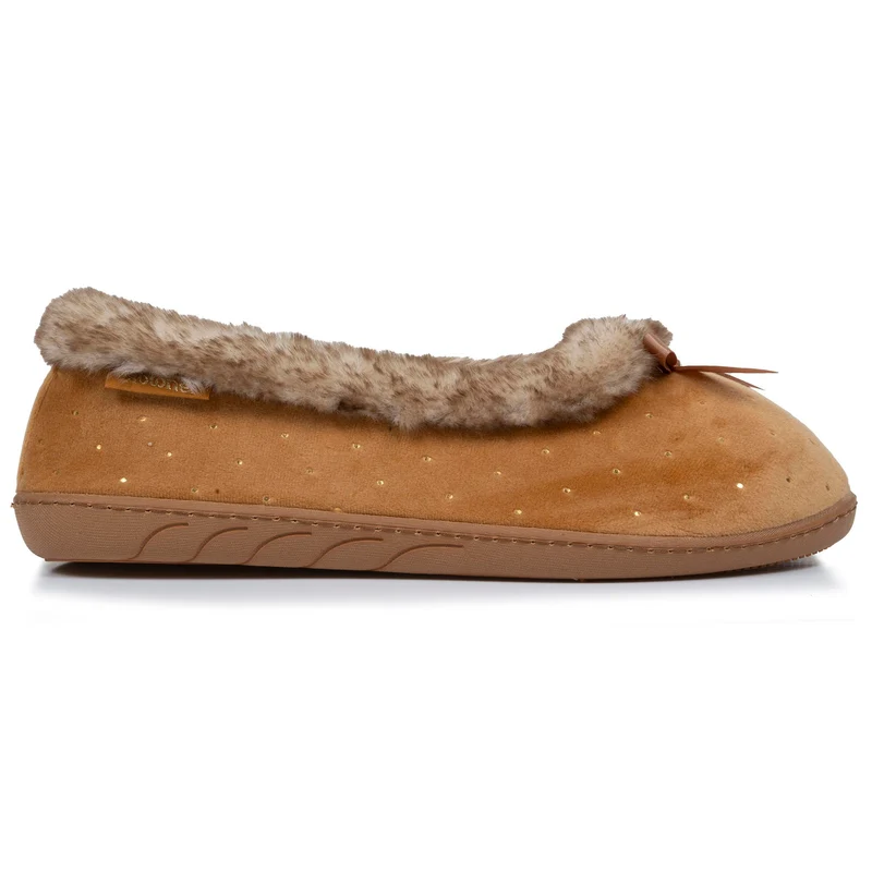 Chaussons ballerines Femme Camel Brillants