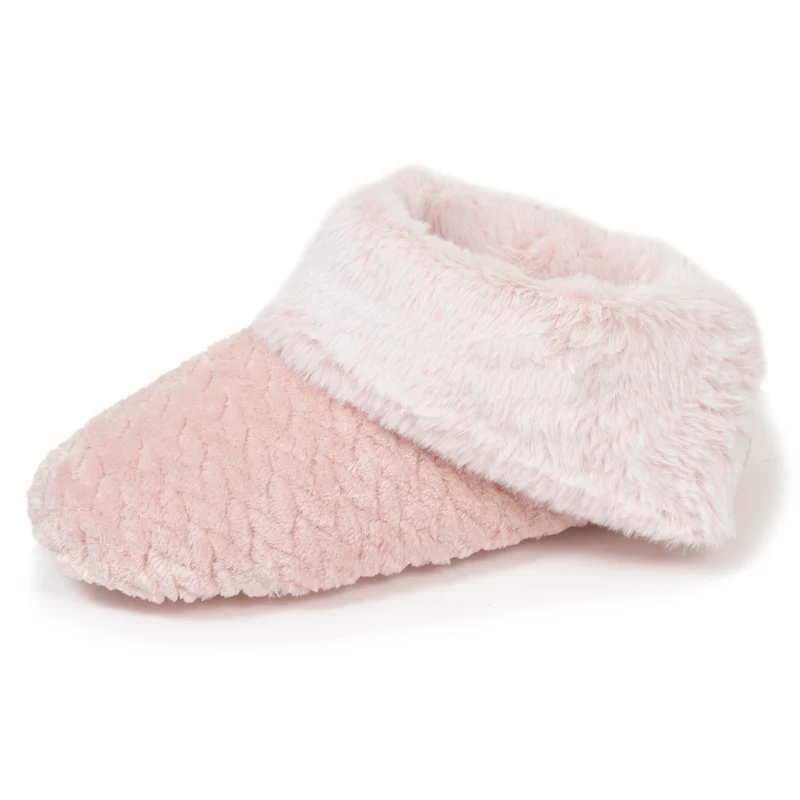 Chaussons bottillons texturés Femme Rose