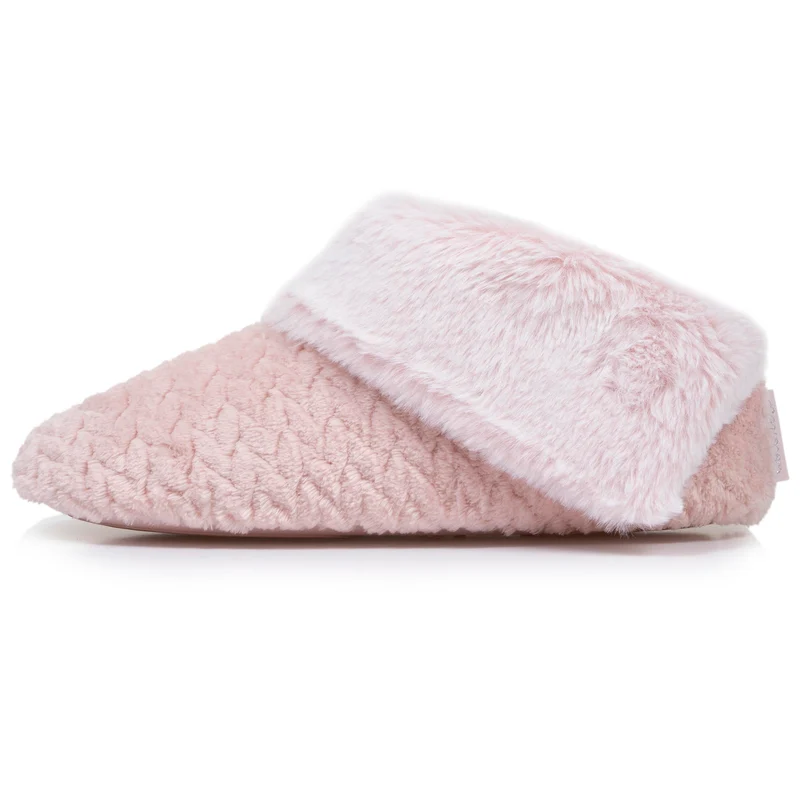 Chaussons bottillons texturés Femme Rose