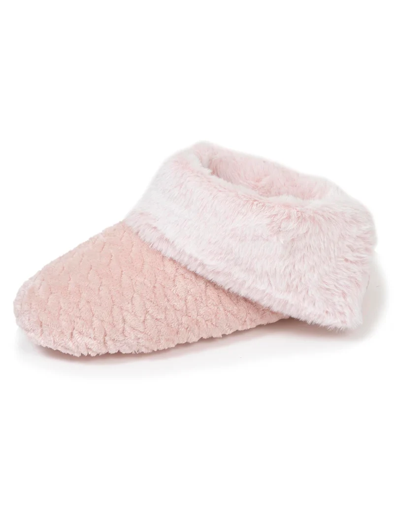 Chaussons bottillons texturés Femme Rose