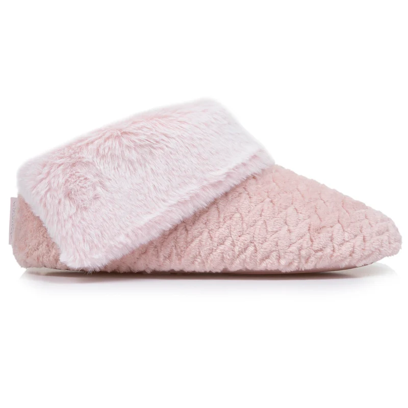 Chaussons bottillons texturés Femme Rose