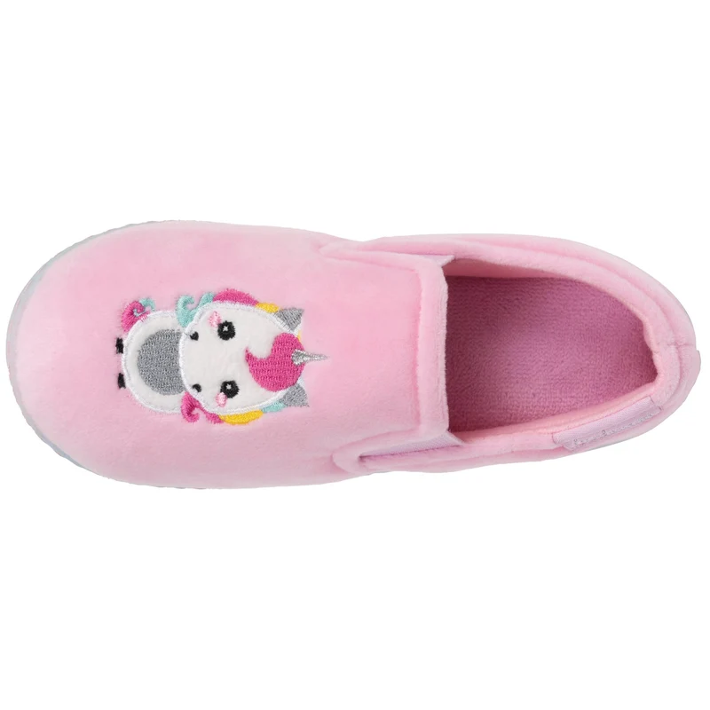 Chaussons mocassins Enfant velours Rose licorne