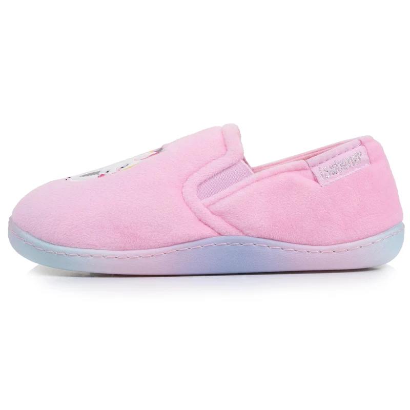 Chaussons mocassins Enfant velours Rose licorne
