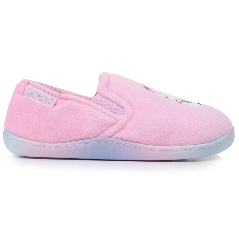 Chaussons mocassins Enfant velours Rose licorne