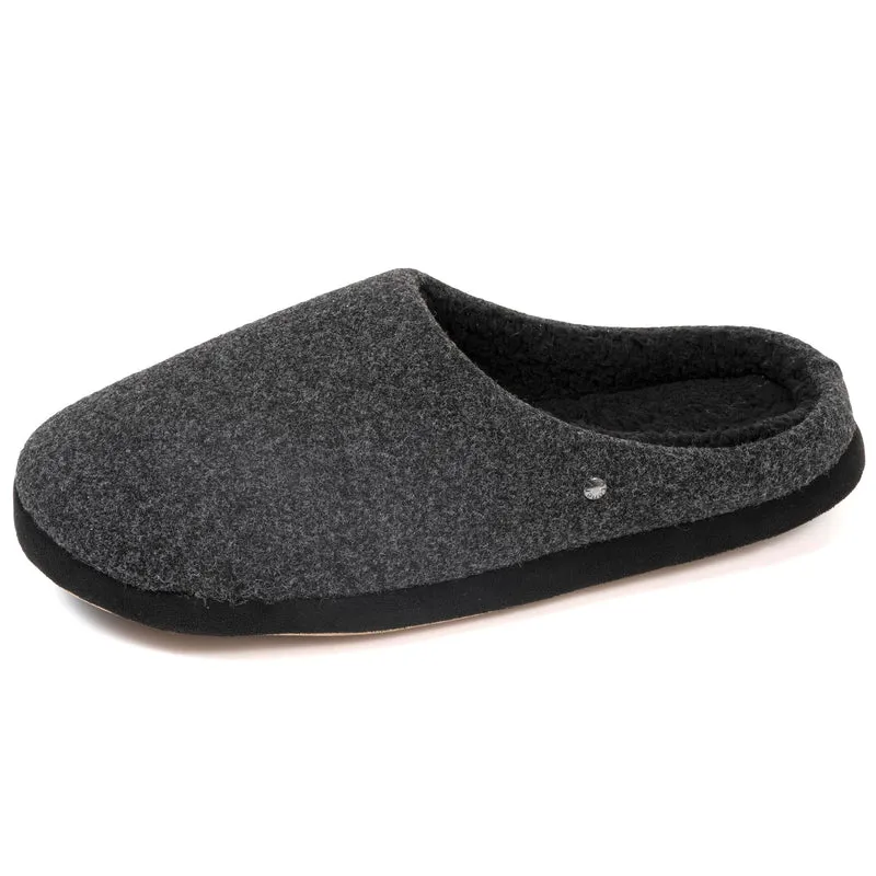 Chaussons mules Homme Noir feutrine chinée