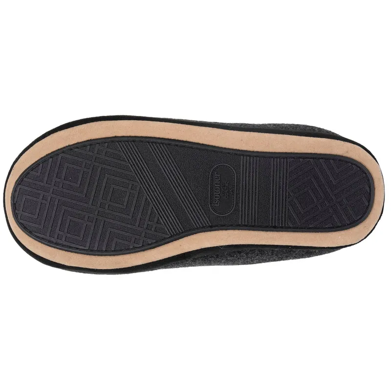 Chaussons mules Homme Noir feutrine chinée