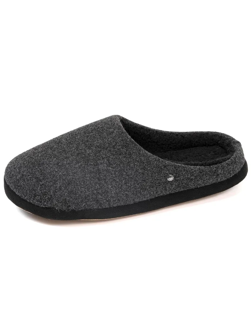 Chaussons mules Homme Noir feutrine chinée
