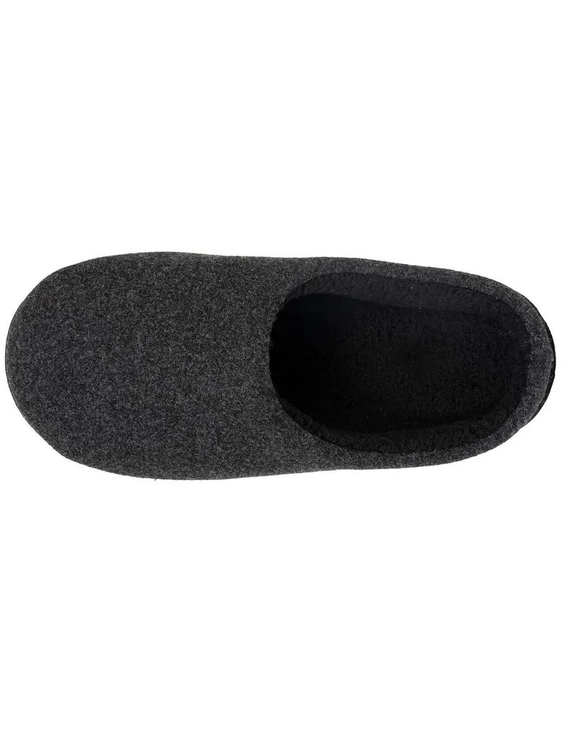 Chaussons mules Homme Noir feutrine chinée