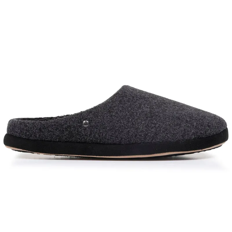 Chaussons mules Homme Noir feutrine chinée