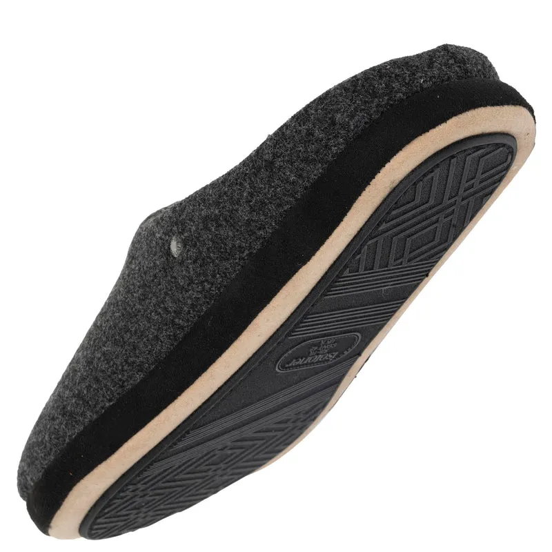 Chaussons mules Homme Noir feutrine chinée