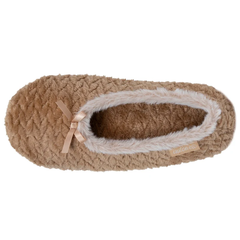 Chaussons ballerines texturés Femme Camel
