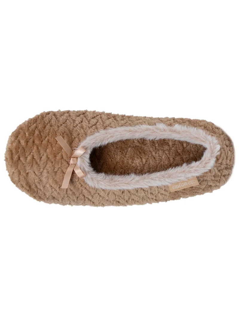 Chaussons ballerines texturés Femme Camel