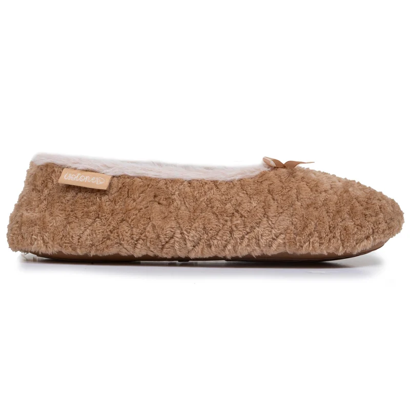 Chaussons ballerines texturés Femme Camel
