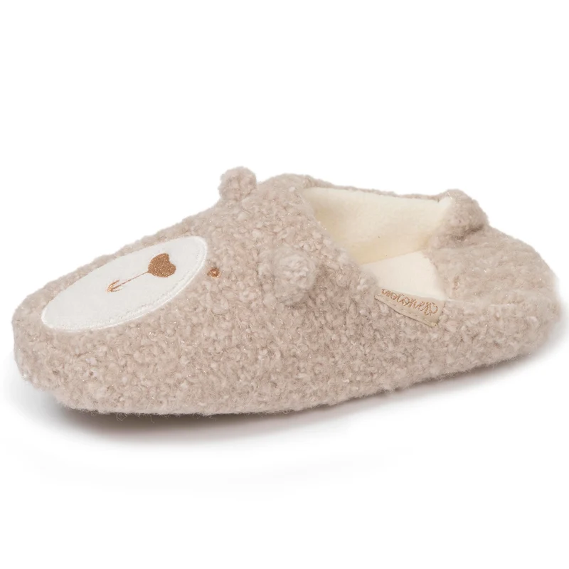 Chaussons babouches Femme Ours Beige